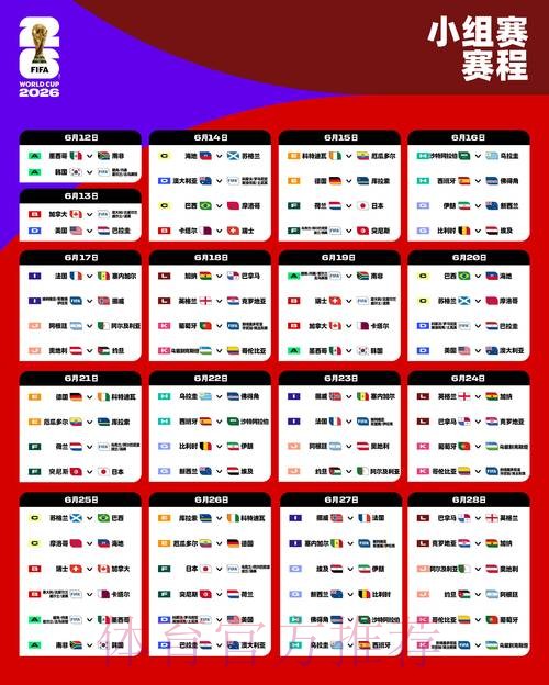 2026世界杯每日赛程最新最新时间表查询入口